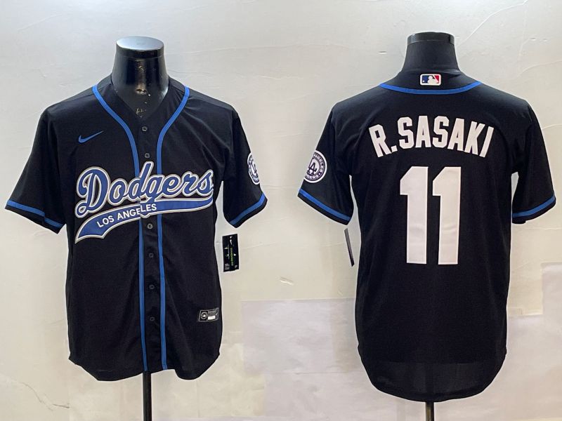 Men Los Angeles Dodgers #11 R.Sasaki Black Jointly Name Game 2025 Nike MLB Jersey style 1